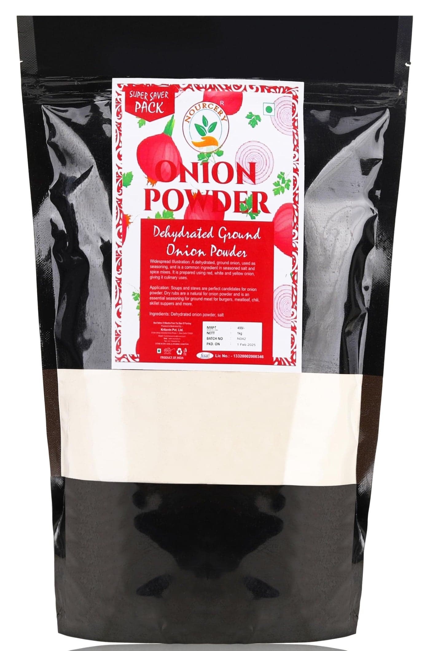 Nourcery Onion Powder, 1Kg (Dehydrated Ground Onion)