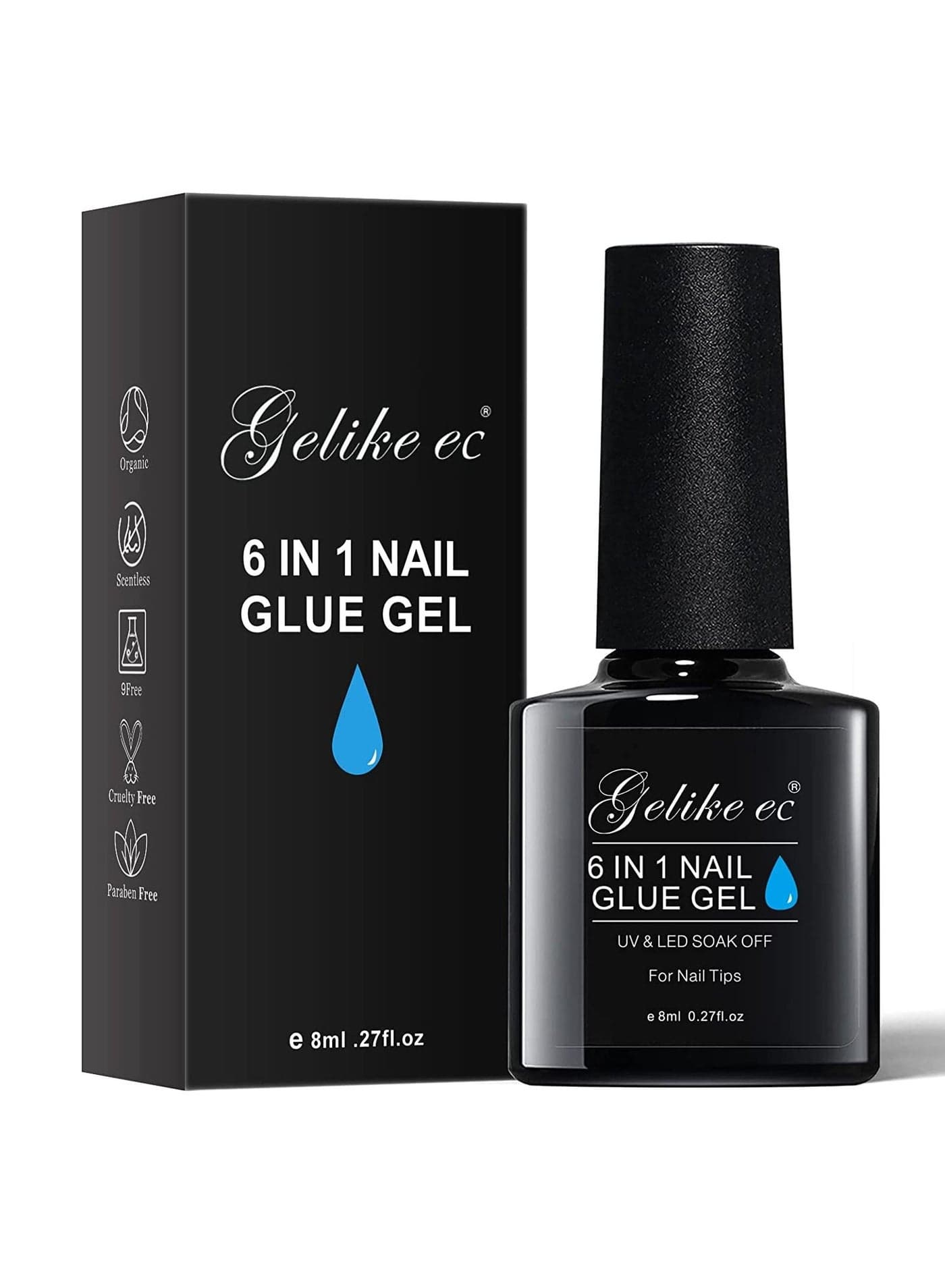 Nail Glue Gel for Clear Acrylic Nails Long Lasting, Curing Needed UV Extension Glue for Clear False Nail Tips and Clear Press on Nails, Nail Repair Treatment