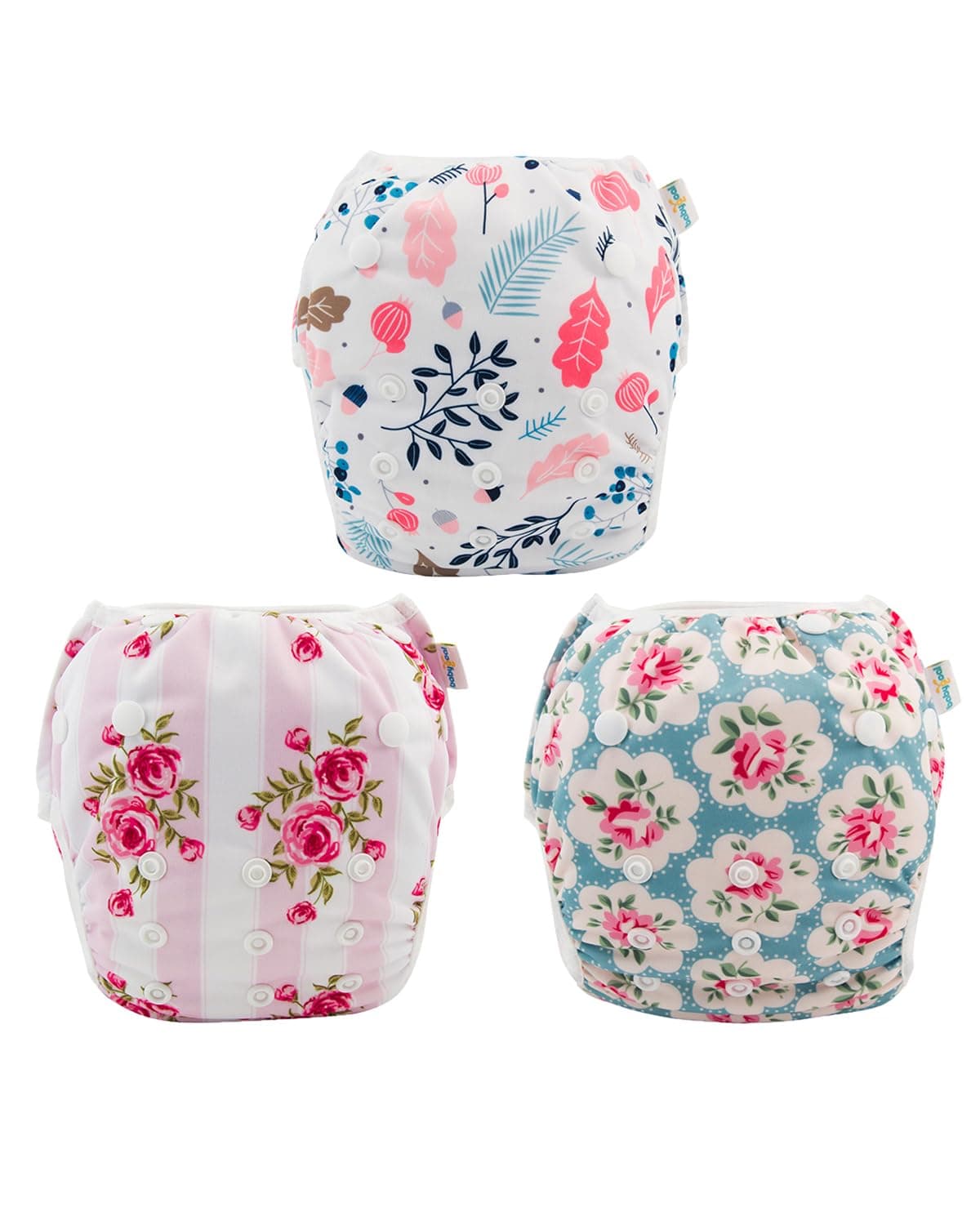 Babygoal Reusable Baby Girl Swim Diapers 3 Pack Adjustable Washable for 08 Months Infants Ideal for Swimming Lessons Flower Design