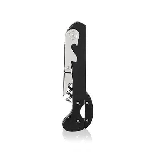True Recoil Waiters Corkscrew Wine Opener, Durable Stainless Steel with Built-in Bottle Opener and 4-Wheel Foil Cutter for Bartenders, Home Bar, Kitchen, Outdoor Party, Gifts for Wine Lovers, Set of 1