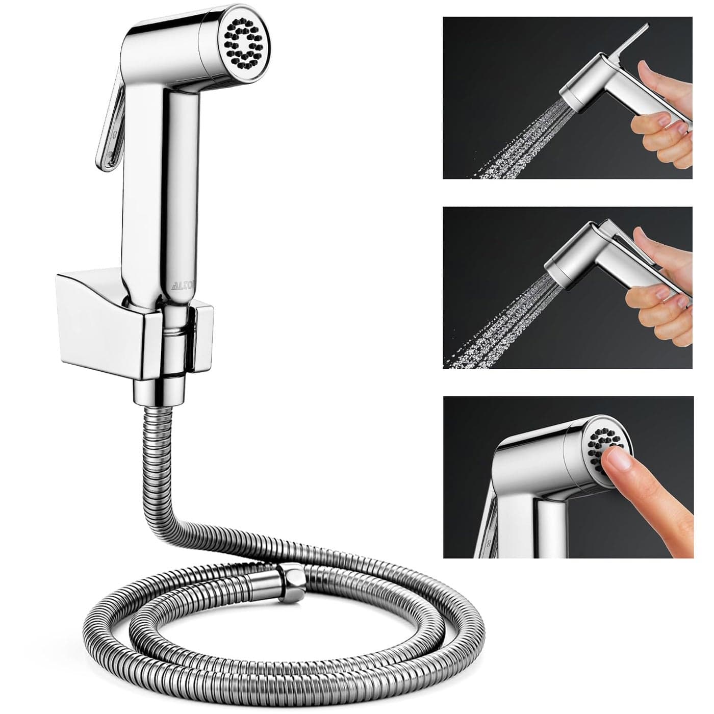 ALTON SHR20910 ABS Health Faucet with SS-304 Grade 1.25 Meter Flexible Hose Pipe and Wall Hook, Chrome Finish (Jet Spray for Toilet)