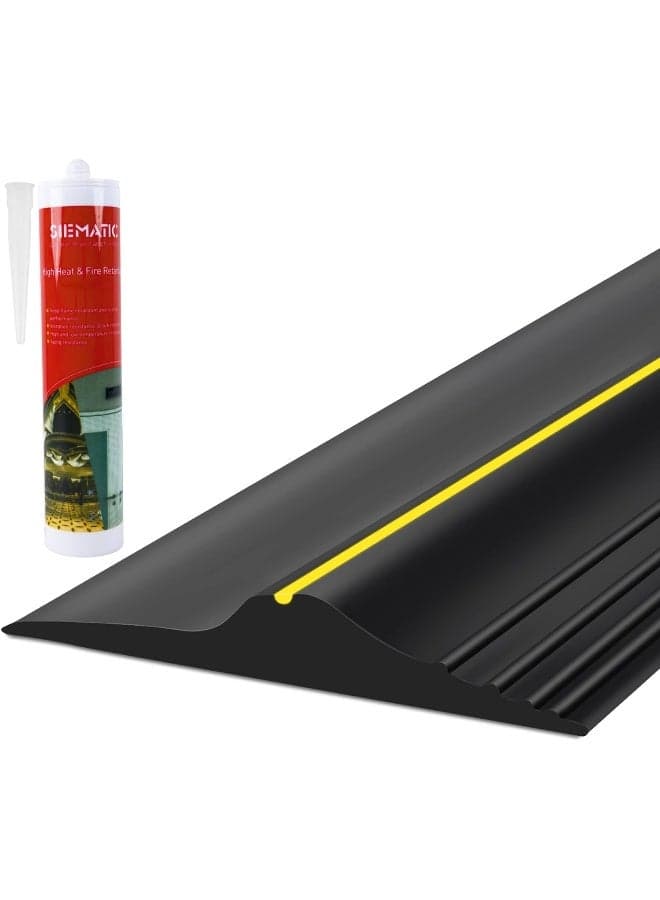 ToLanbbt 12Ft/3.7M Universal Garage Door Rubber Threshold Strip with 300ml Black Adhesive/Sealant, Weatherproof Seal Strip DIY Weather Stripping Replacement(Black)