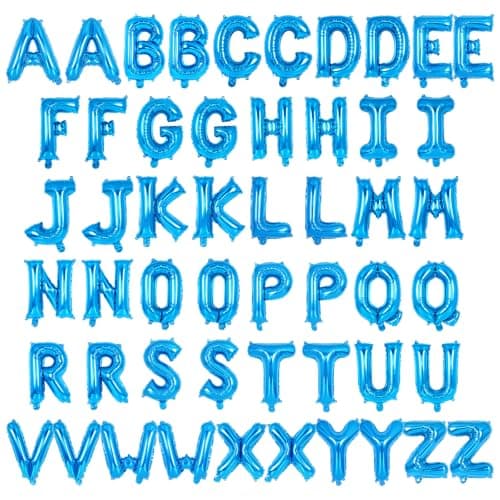 52 Pcs Blue Letter Balloons16 Inch Foil Alphabet Letter BalloonsLetter AZ Balloon Banner Custom Phrase Balloon for Birthday Party Wedding Anniversary Decoration Blue 52pcs