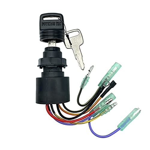 Boat Ignition Switch with Key Replacement for Mercury Mariner Outboard Motor Control Box with 2 Keys 3 Position 6 Wire Connectors Replace Mercury Ignition Switch 8717009A2 8717009A5