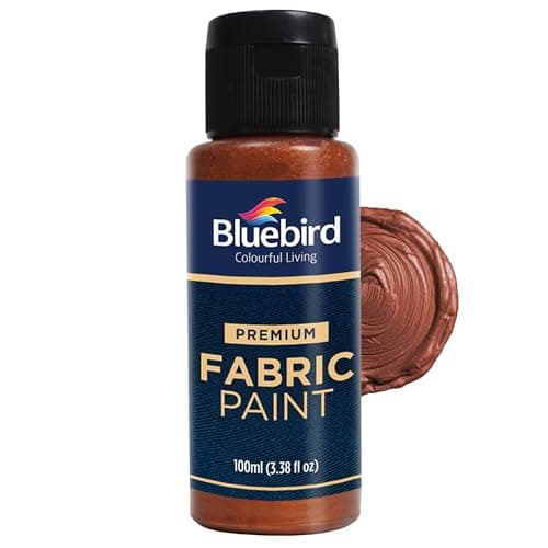BLUEBIRD Fabric Paint, Bronze, 3.4 Fl Oz, Permanent Fabric Paints for Clothes, Furniture Upholstery
