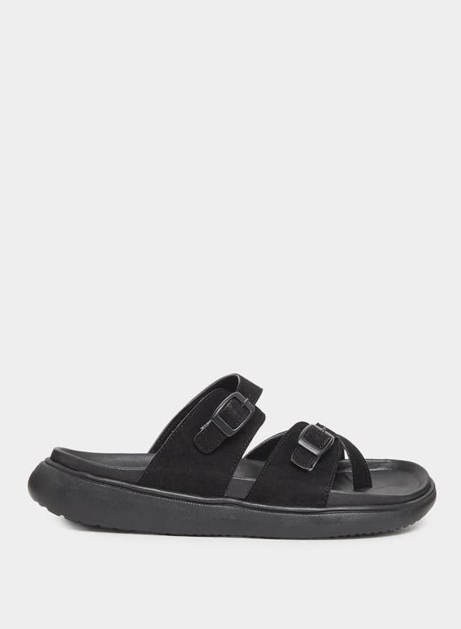 Double Strap Buckle Toe Ring Sandals