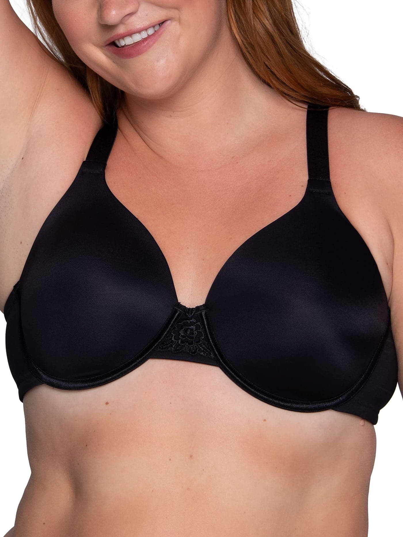 Vanity Fair Womens Full Figure Beauty Back Smoothing Bra, 4-way Stretch Fabric, Lightly Lined Cups Up To H Bra, Underwire - Black, 42DDD US