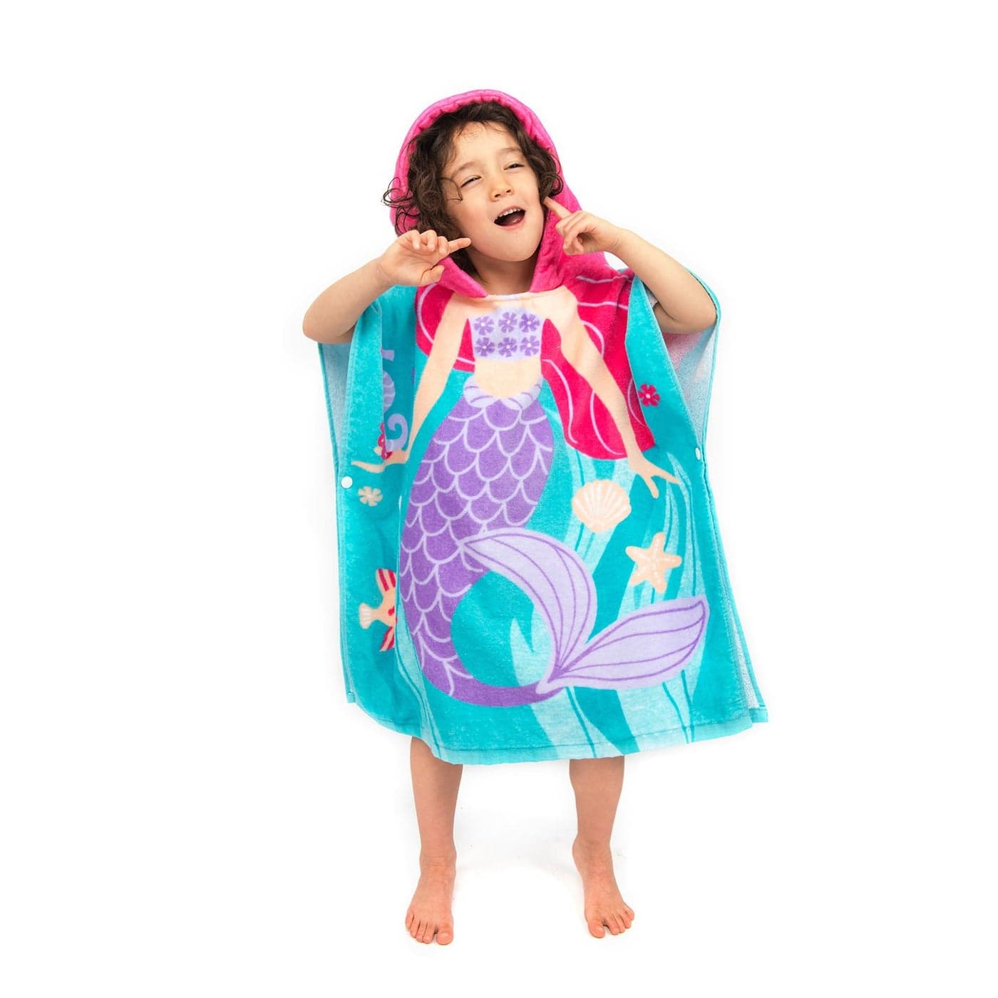 Toddler Hooded Beach Towel Coverup Cape Kids 100 Cotton Soft Quick Dry Absorbent Use for Swim Pool Bath Poncho Towels for 2 to 6 Years Old Children Size 24x 47 in FullLength Fancy Mermai