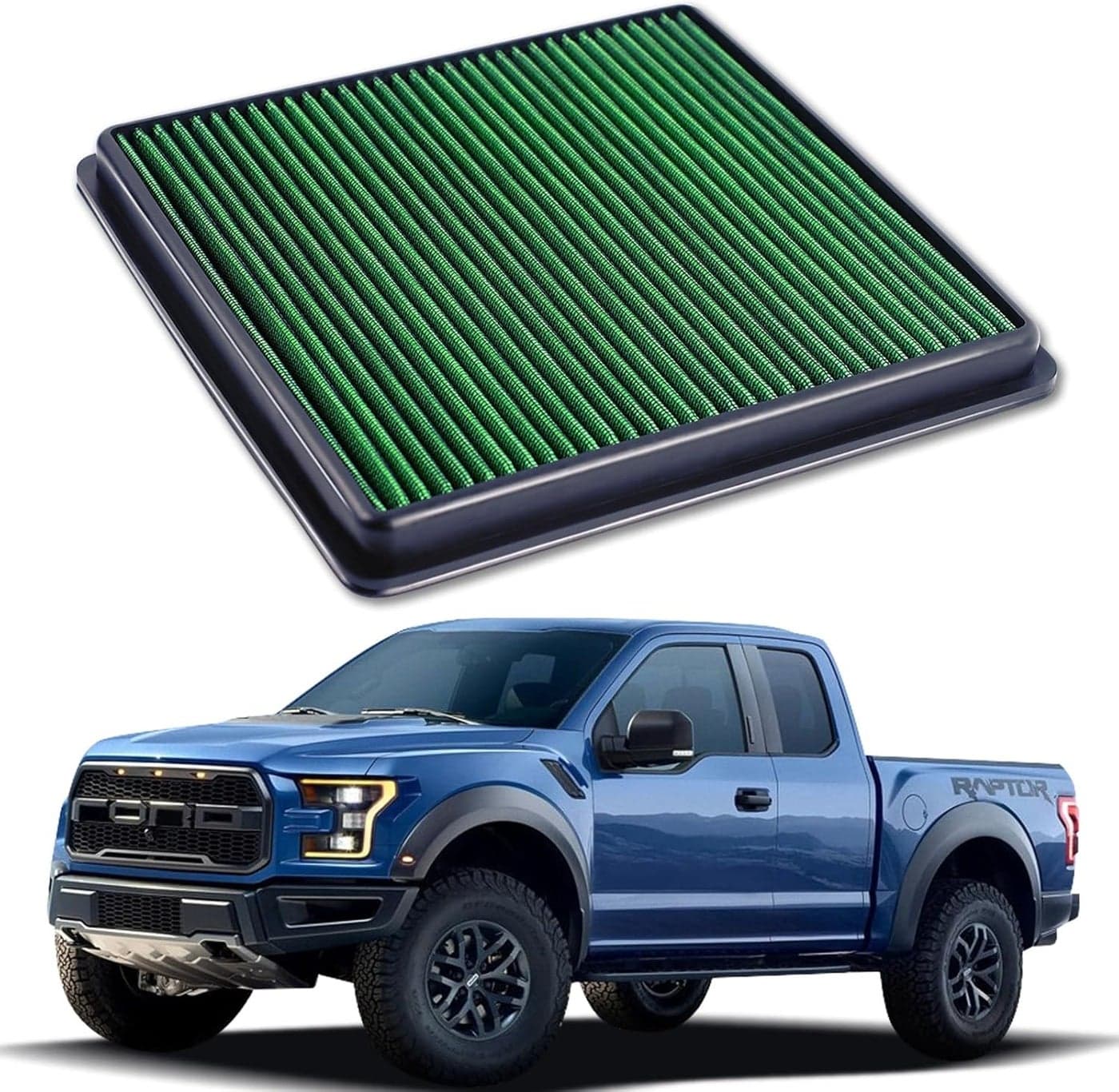 KNSPEC High Performance Engine Air Filter - Washable & Reusable for Ford F150, F250, F350, F450, F550, F650 (2007-2021)