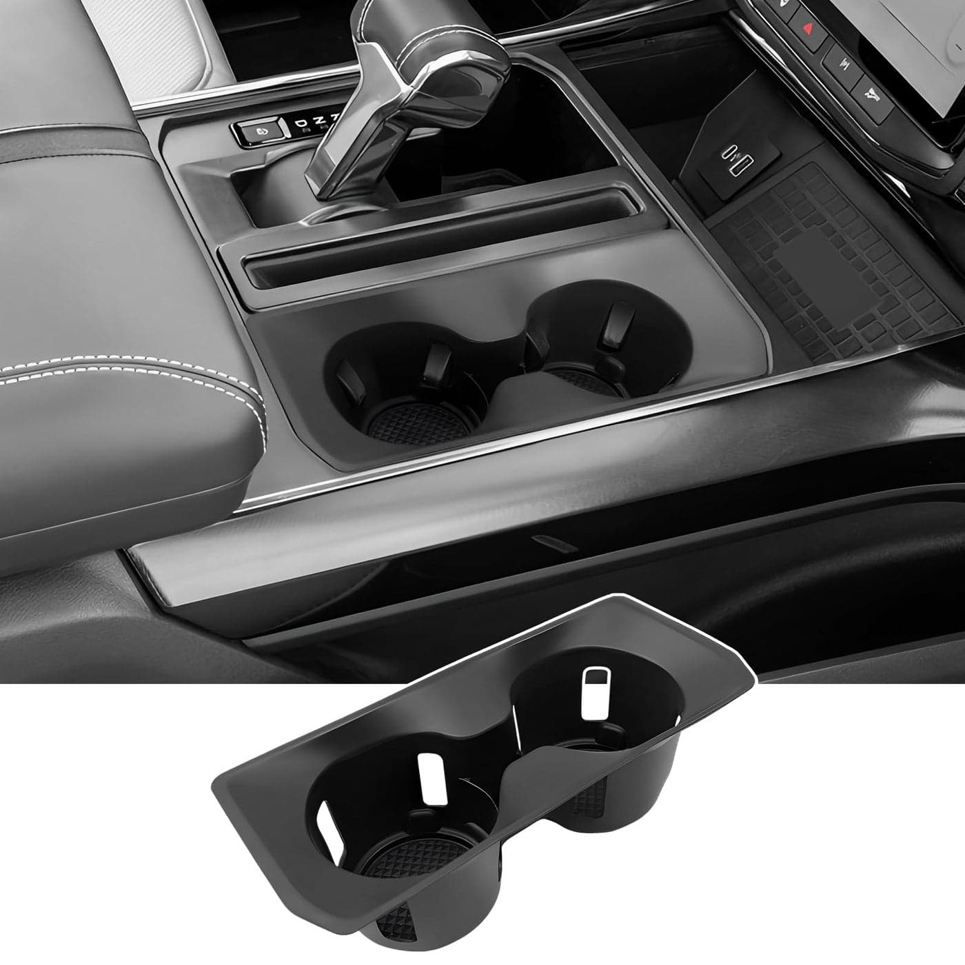 JTYZSM Cup Holder for 20212025 Ford F150 Center Console Cup Holder Insert Silicone Cupholder Coaster Liner for 2021 2022 2023 2024 2025 F150 Only Truck Interior Accessories BlackFit Bucket Seat