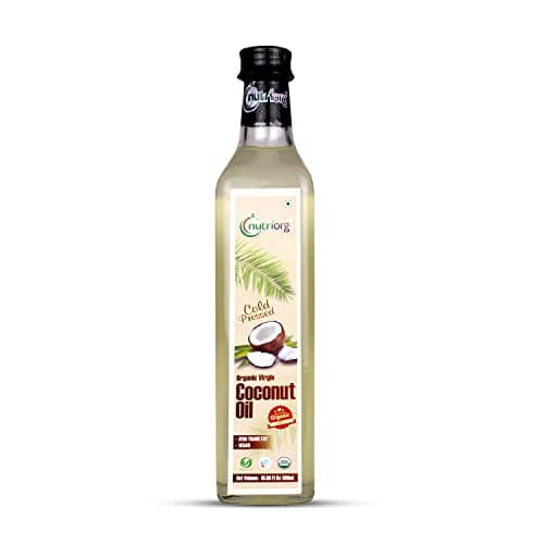 NutriOrg Virgin Coconut Oil 500mL |100% Organic & Pure, Cold Pressed | Made for Cooking, Massage and Oil pulling