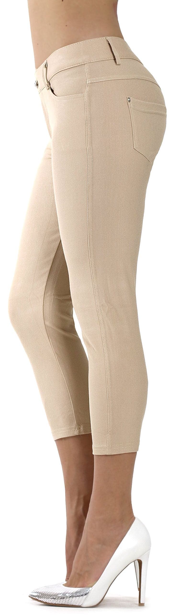 Prolific Health Womens Jean Look Jeggings Tights Slimming Many Colors Spandex Leggings Pants Capri SXXXL XXLarge Camel Capri