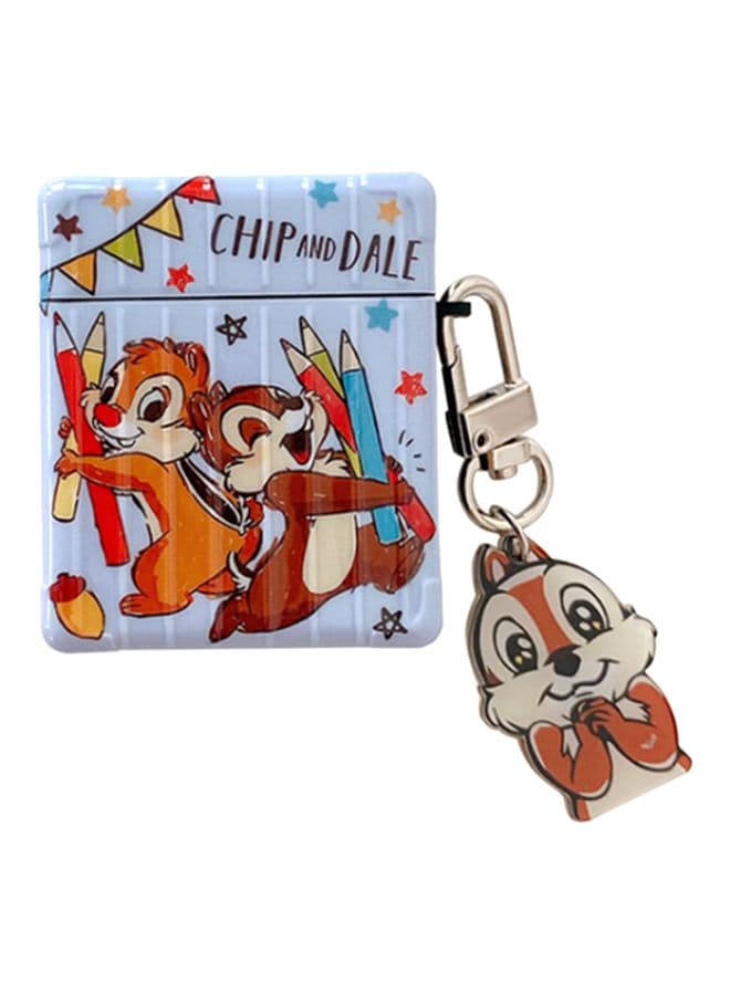 Chip And Dale Printed Case Cover With Carabiner For Apple AirPods 1/2 Blue/Brown/Orange