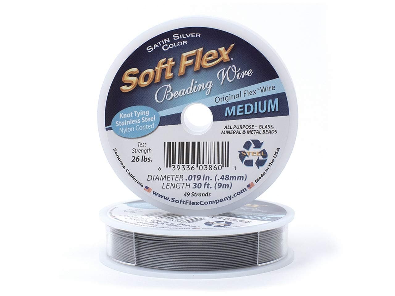 Silver 019 49Strand Softflex Wire 30 Feet Spool by Soft Flex Co