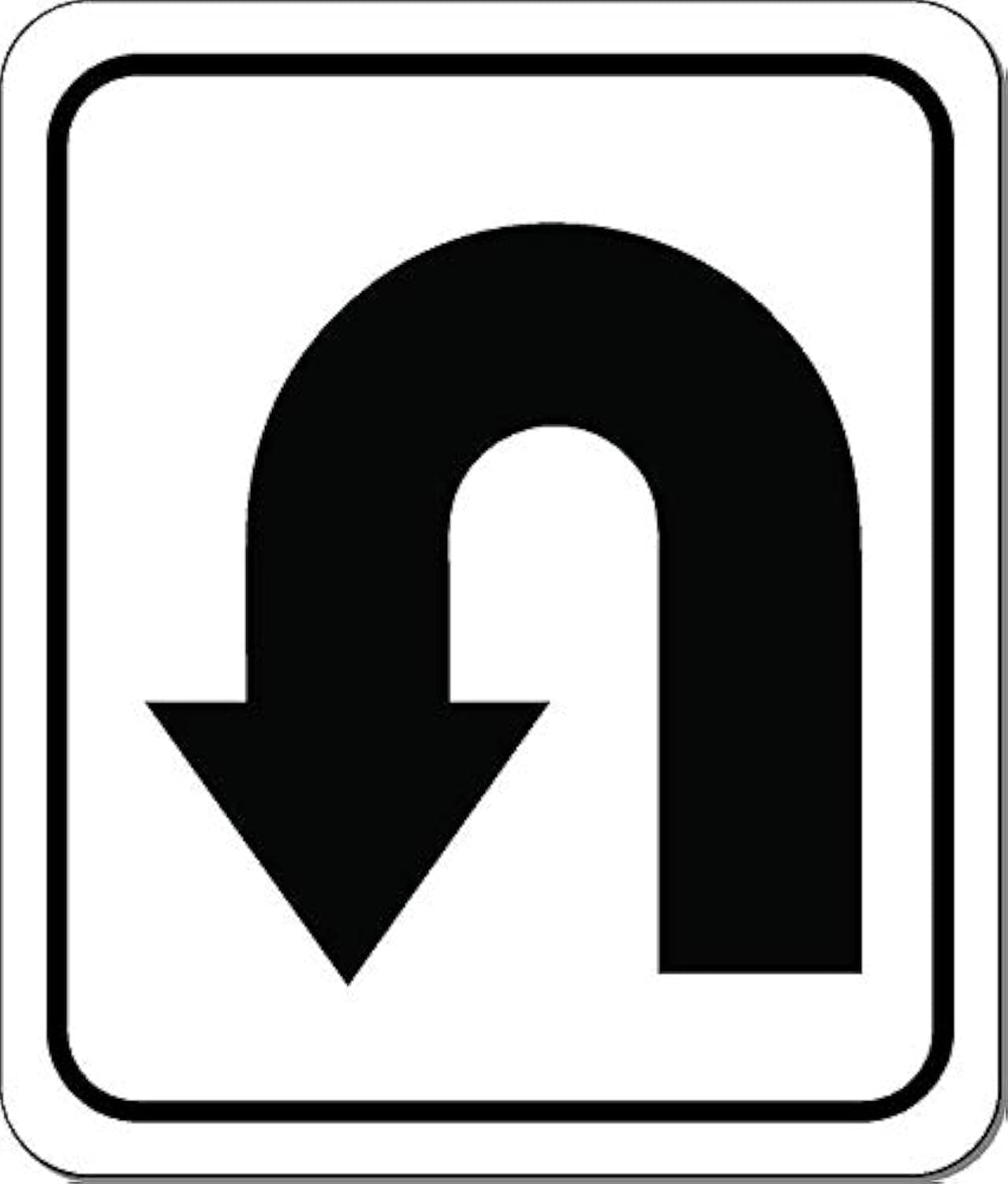 U-Turn Right Arrow Aluminum Composite Outdoor Sign - Right Turn Only - 8.5" X10"