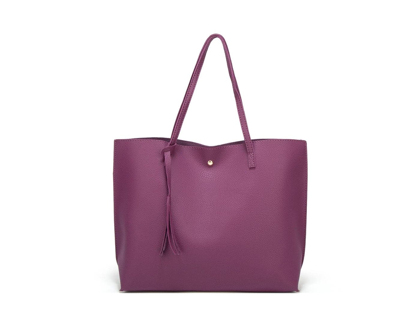 Dreubea Women's Soft Faux Leather Tote Shoulder Bag from, Big Capacity Tassel Handbag Purple