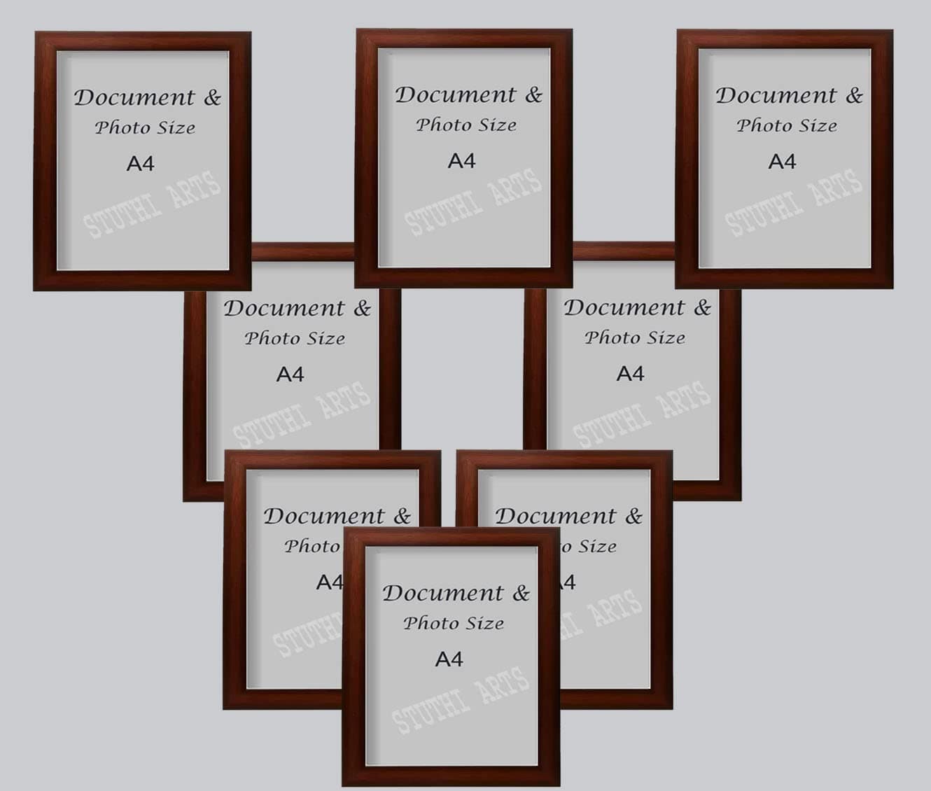 Stuthi Arts A4 size Certificate Document & Photo Brown Wall wood photo frames (Colour - Brown & Size - A4) (A4, 12)