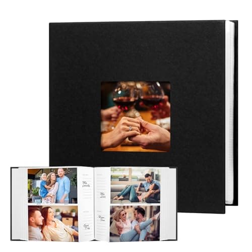 XFveivoo Photo Album 4x6 240 Photos with Writing Space Leather Cover with Front Window Picture Album, 240 Photos 4x6 Photo Album Book for Wedding Kids Travel Family Baby Pictures (Black)