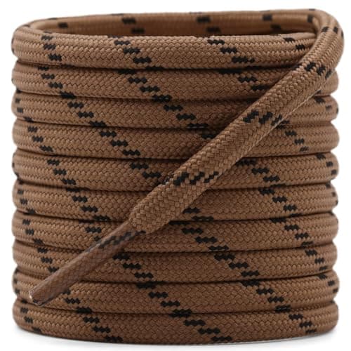 DELELE Round Work Boot Laces: 63 inch Red Brown Black Heavy Duty Hiking Shoe Laces for Boots 2 Pair