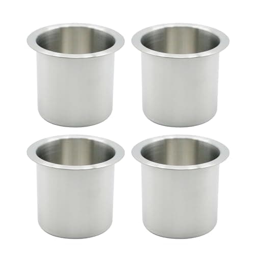 Anxingo 4 Pcs Stainless Steel Cup Holder, Silver Poker Table Drink Holder, Drop-in Cup Drink Holder for Yacht Boats RV Cars and Trucks