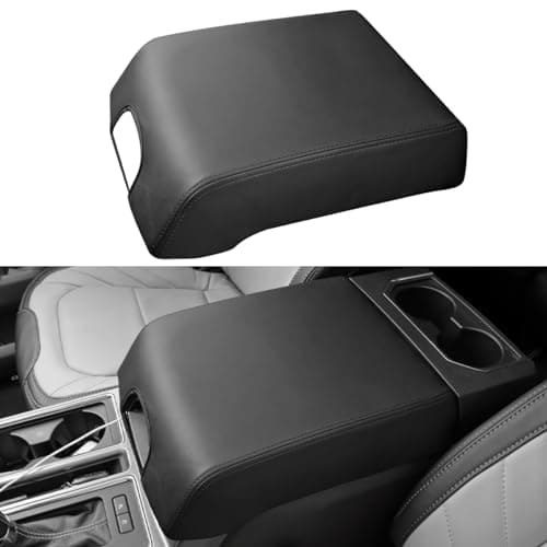 INTGET Center Console Cover for Ford F150 Accessories 2015-2020 2016 2017 2018 2019 Car Middle Lid Seat Armrest Cover Protector Elbow Cushion Pad (Black Stitches, 2015-2020)