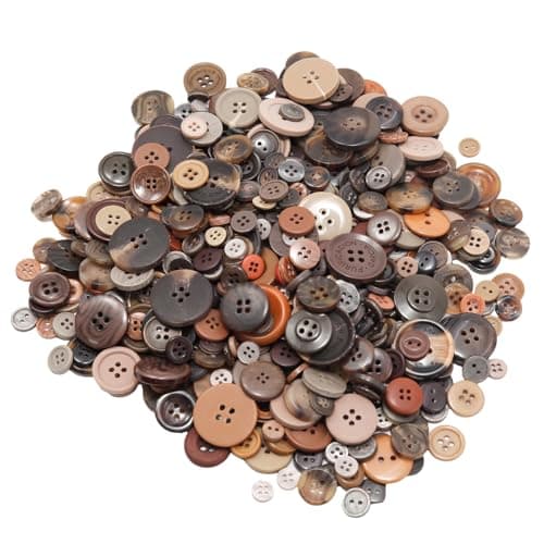 Lilaly 500600 Pcs Brown Resion Buttons for Crafts 4 Holes Assorted Sizes Resin Buttons for Crafting Arts DIY Decoration Sewing Brown