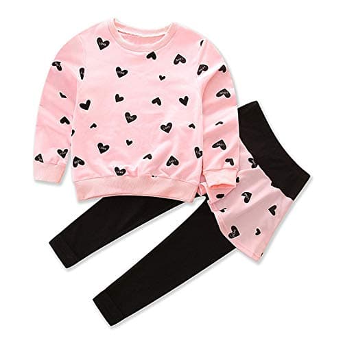 Little Girl Clothes Infant Outfits Set 2 Pieces Long Sleeved Tops and Pants (Pink, 18-24 Months)