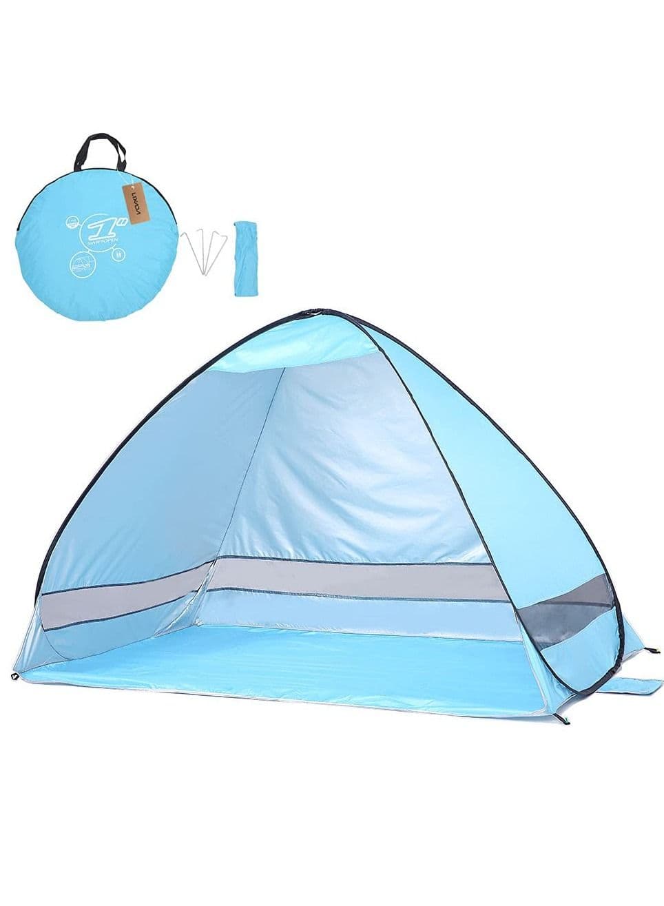 Assembly Free Outdoor Tent, Automatic Instant Pop-up Tent Portable Beach Tent UV Resistant Tent Camping Fishing Hiking Picnic Tent for 2-3 Person Sun Shelter (200X120X130CM)