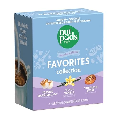 nutpods Favorites Collection - Unsweetened Non Dairy Creamer - Toasted Marshmallow, French Vanilla and Cinnamon Swirl - Keto Creamer, Whole30, Gluten Free, Non-GMO, Vegan, Sugar Free, Kosher