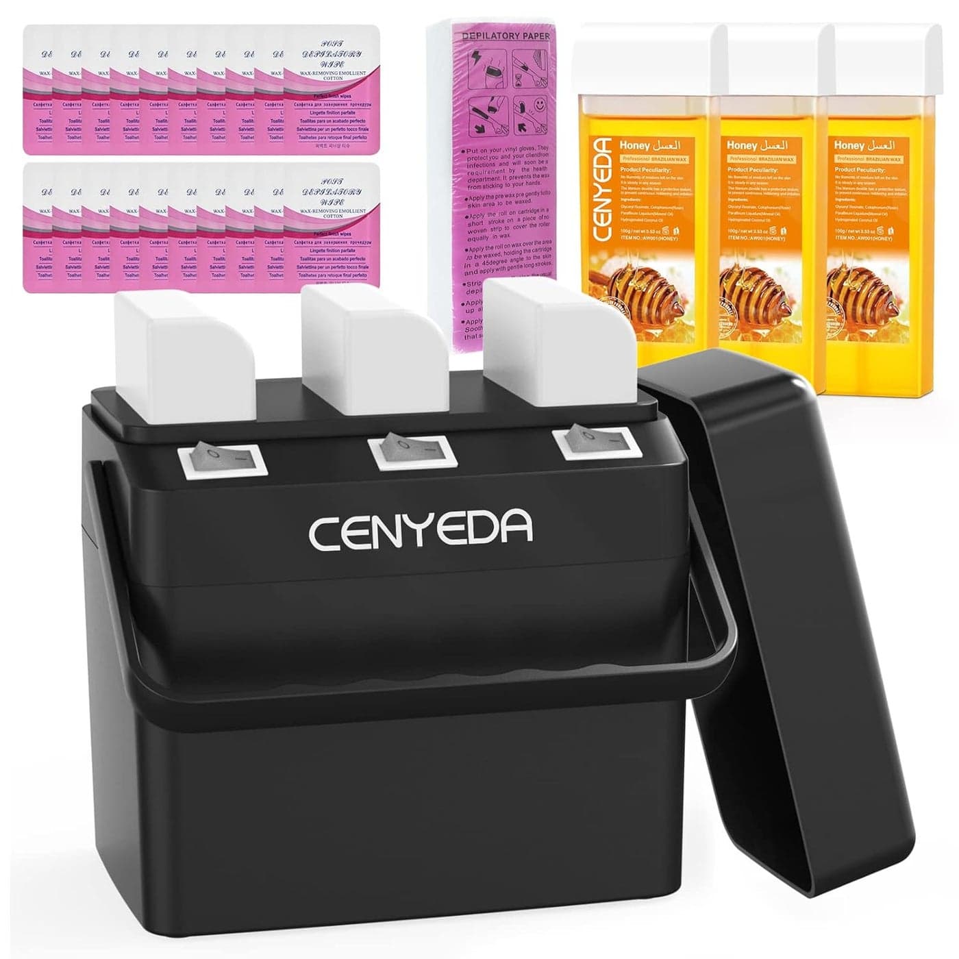 3 IN 1 Roll On Wax Kit Waxing Kit for Hair Removal Triple RollOn Wax Warmer with 3 Honey Wax Cartridge Wax Roller Refill for Legs Arms and Underarm Upgrade Heating SystemJust 13 Mins Fast