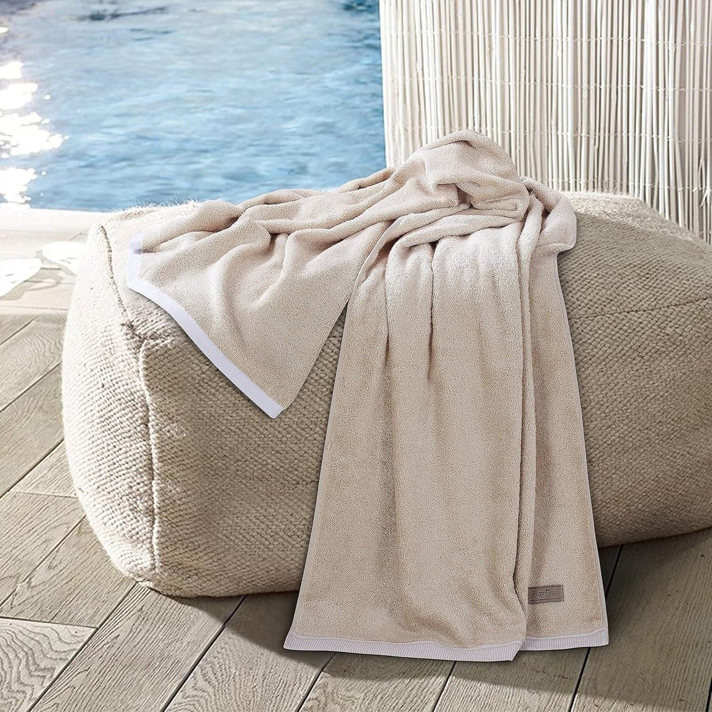SPREAD SPAIN Bamboo Towels For Bath Towels For Bath Large Size Bamboo Bath Towel High Absorbent Soft 360 Gsm 1 Piece Bath Towel For MenWomen 70 Cms X 150 Cms Sand Beige