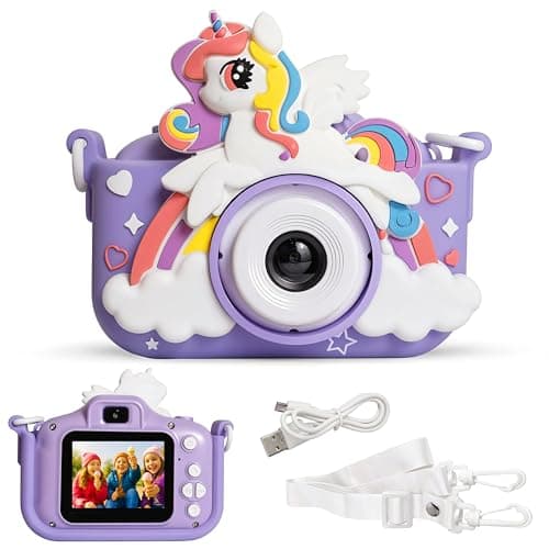 Kidsmate Mini Digital Camera for Kids with 2-Inch HD Screen | Cute Unicorn Design with 1080MP Photo, Video Recorder & Selfie Mode (Digital Camera)