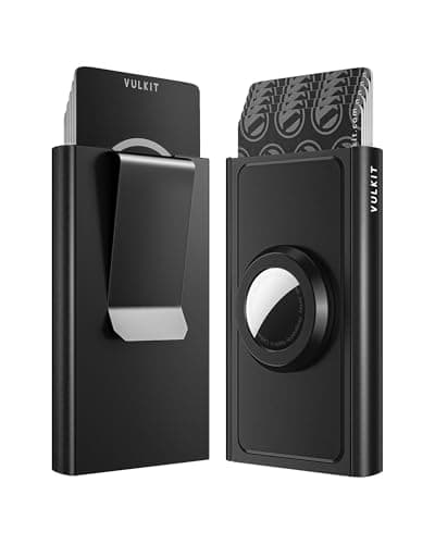 VULKIT Pop Up Wallet with Money Clip and Airtag Holder, Slim Aluminum Wallet for Men RFID Blocking, Black