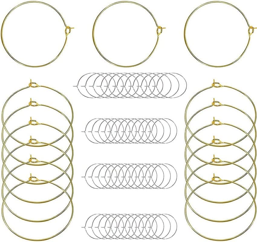 DIY Crafts 70 Pcs Nickel Wine Glass Charm Rings Open Earring Beading Hoop Party Favor for Beading JewelleryMaking SilverGoldNicelMehandi 70 Pcs Nickel