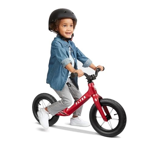 Radio Flyer Ultra Lite Balance Bike Red for Kids Ages 155 Pedal Free for Quick Learning Lightweight Frame Rubber Air Tires ToolFree Adjustable Seat Footrest Kid Toddler Balance Bikes