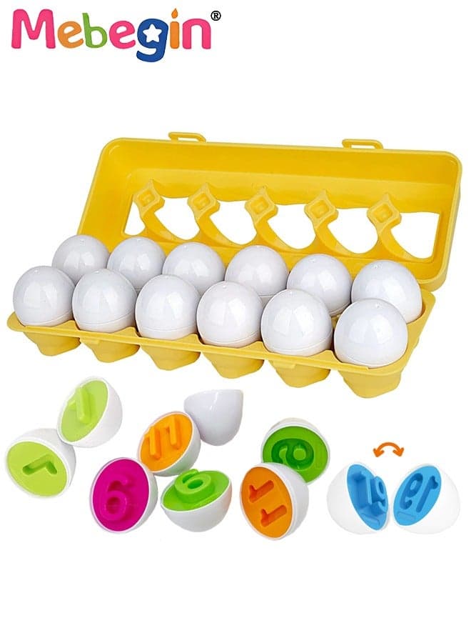 Fun Number Matching Toy, 12PCS Realistic Toy Eggs with Child-Safe Design, Matching Egg Toy Set, Number Recognition Toys for Kids, Early Educational Montessori Toys, Travel Game, Ideal Gift for Kids