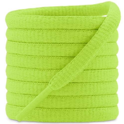 DELELE 2 Pair Oval Shoes laces Half Round 1/4" Athletic Shoelaces Shoe Strings Fluorescent Green-39 inch