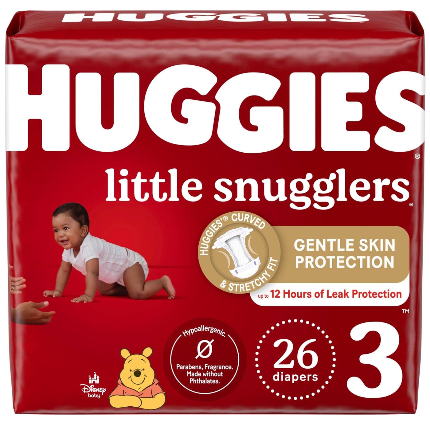 Huggies Size 3 Diapers, Little Snugglers Baby Diapers, Size 3 (16-28 lbs), 26 Count