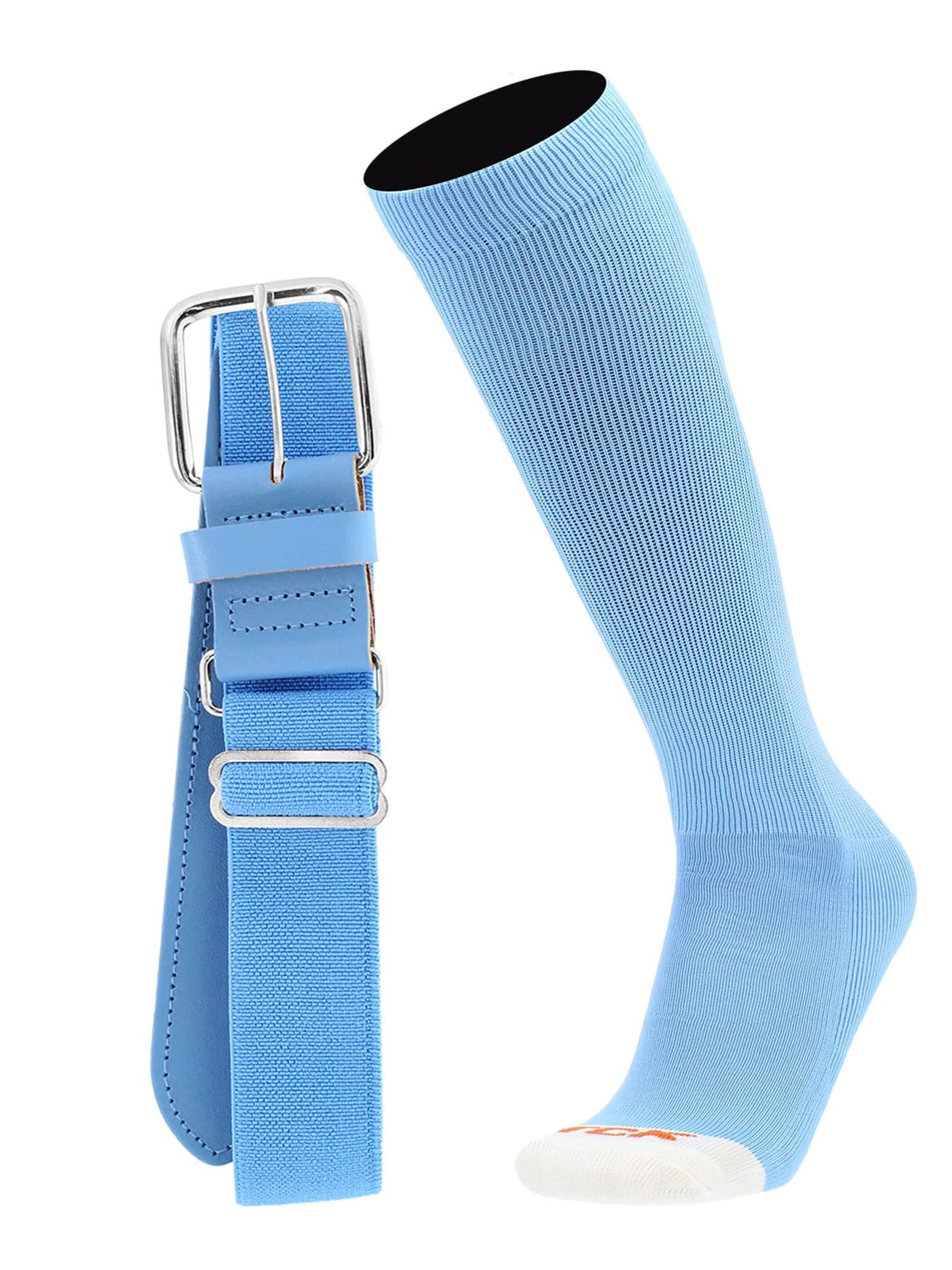 MadSportsStuff Pro Line Baseball Socks and Belt Combo (Columbia Blue, Medium)