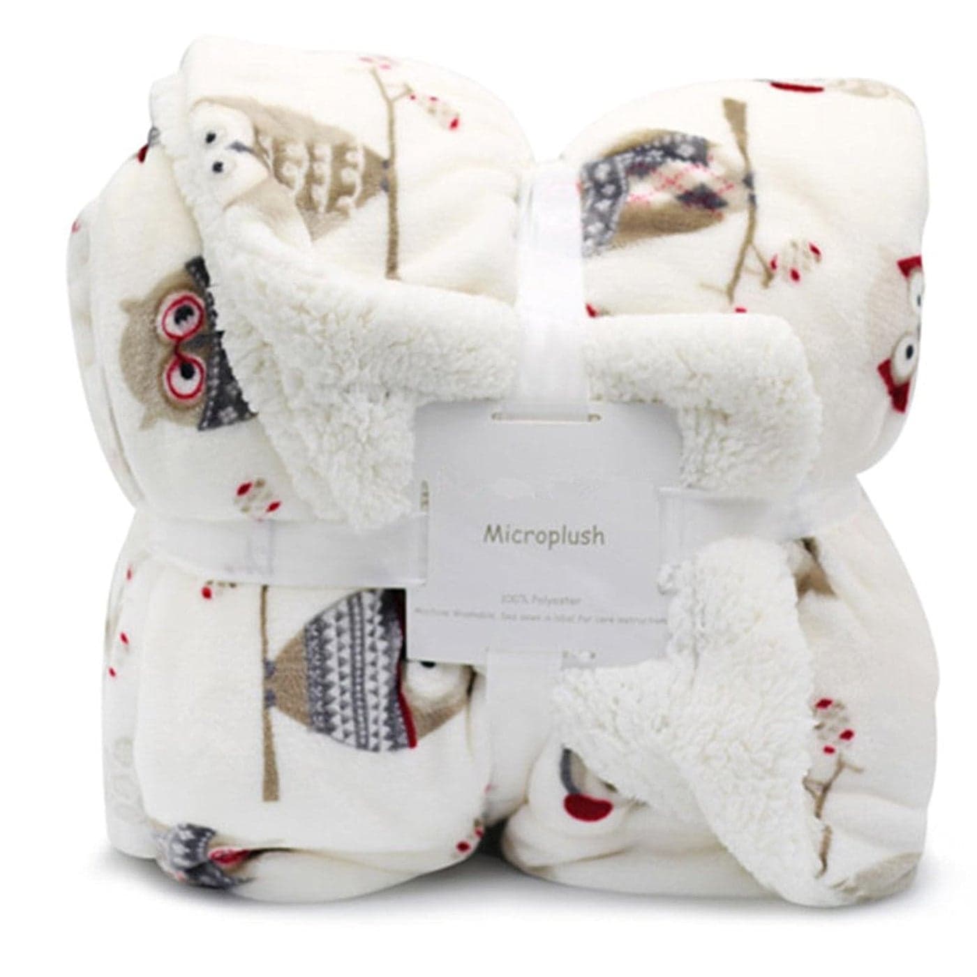 UKELER Flannel Sherpa Throw 60 x 50 Owl Printed Soft Plush Flannel Blanket Throws for BedCouchSofaOfficeCamping