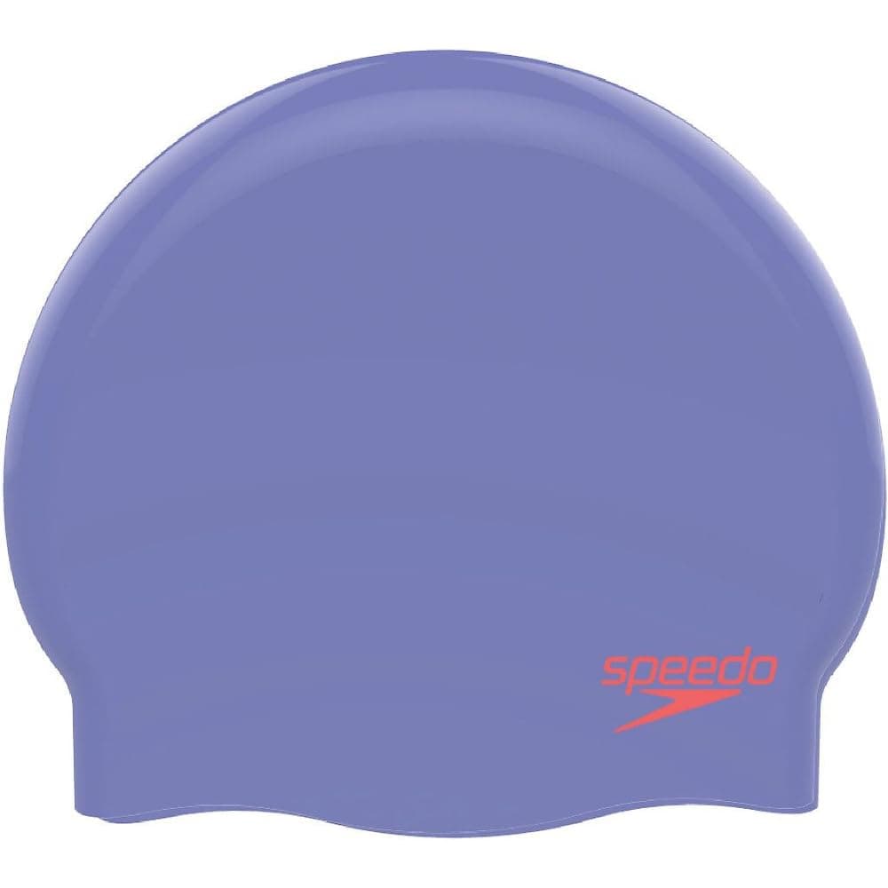 Speedo Junior Plain Moulded Silicone Swimming Cap | Dry Hair | Kids Swim, Purple/Red, One Size