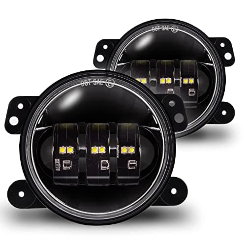 TRUE MODS 4-inch 60W LED Fog Lights Replacement For 2007-2018 Jeep Wrangler JK Unlimited JKU Sport S Rubicon Sahara Front Bumper Off-Road Fog Lamp Round Driving Light Bulb Accessories