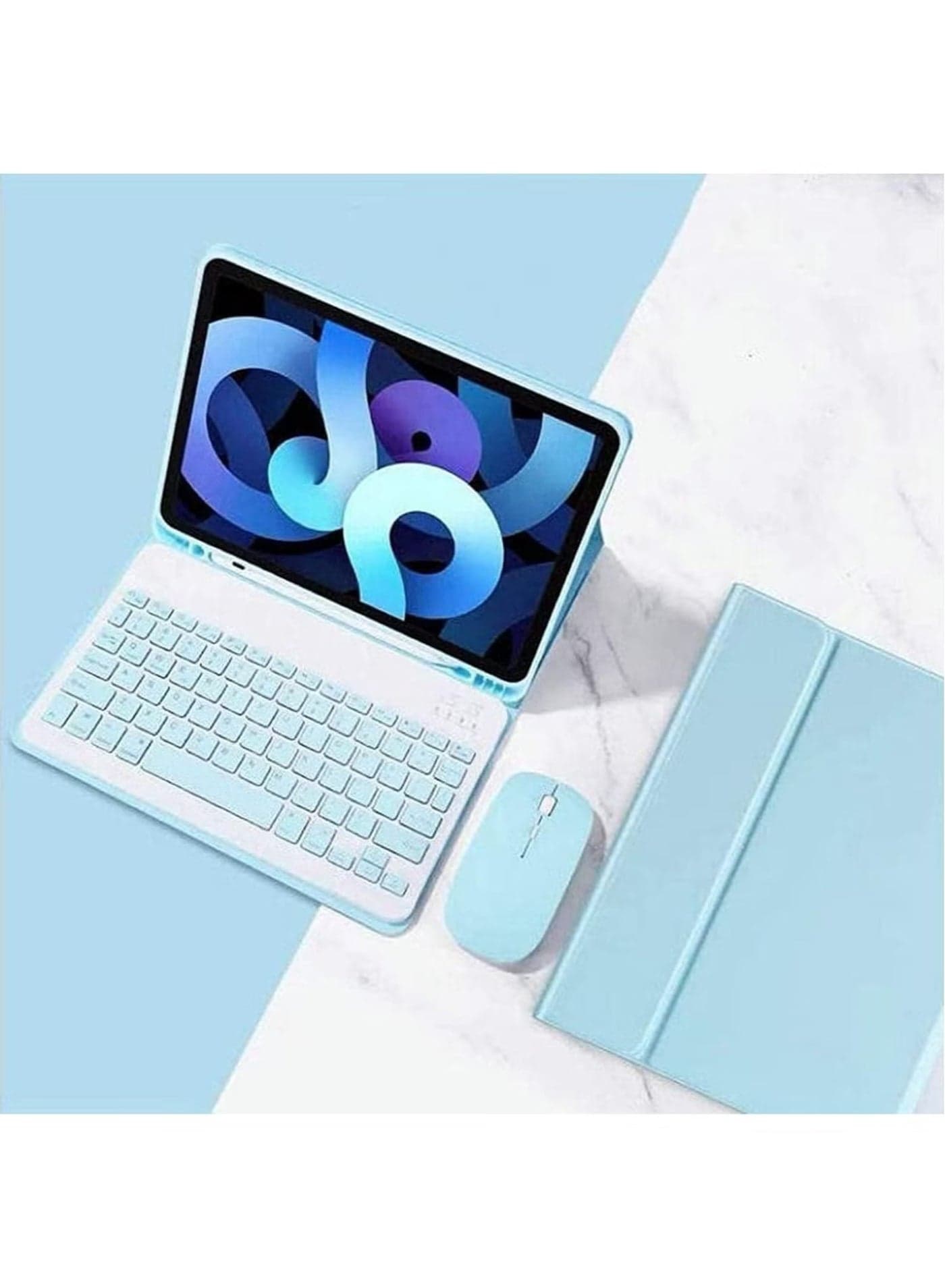 Bilingual keyboard case for tab S10 Plus/S9 FE Plus/S9 Plus/S8 Plus/S7 Plus/S7FE T730/735 full set with wireless mouse, lightweight smart case with detachable keyboard and bluetooth mouse and pen holder