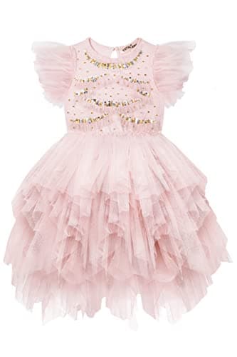 Tutu Dress for Girls - Glitter Sequin Tulle Dress Tiered Layered Flower Girl Dresses for Wedding Birthday Photo Prop