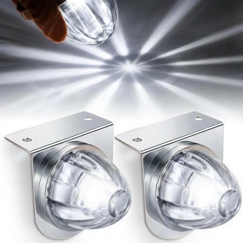 Ctopkatuo 2PCS LED Star Watermelon Marker Lights with Brackets,LED Watermelon Light Side Markering Lamp Indicator, Outline Water Melon Side Marker for Semi Truck (White)