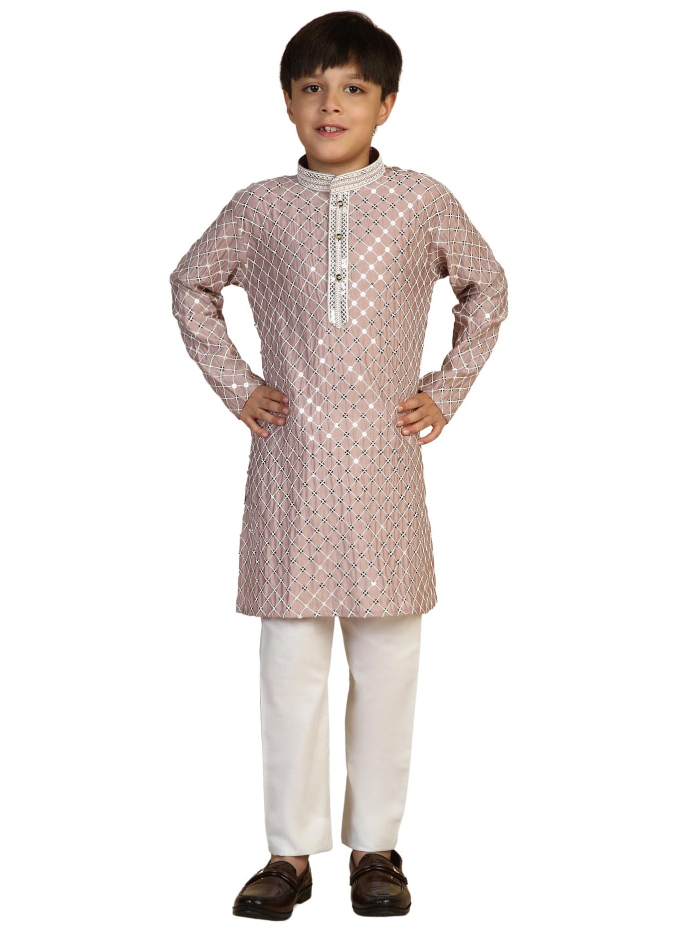 Pro-Ethic Style Developer Boys Cotton Kurta Pajama For Kid's Ethnic Wear | Cotton Kurta Pajama (S-268), 7-8 years, Pink
