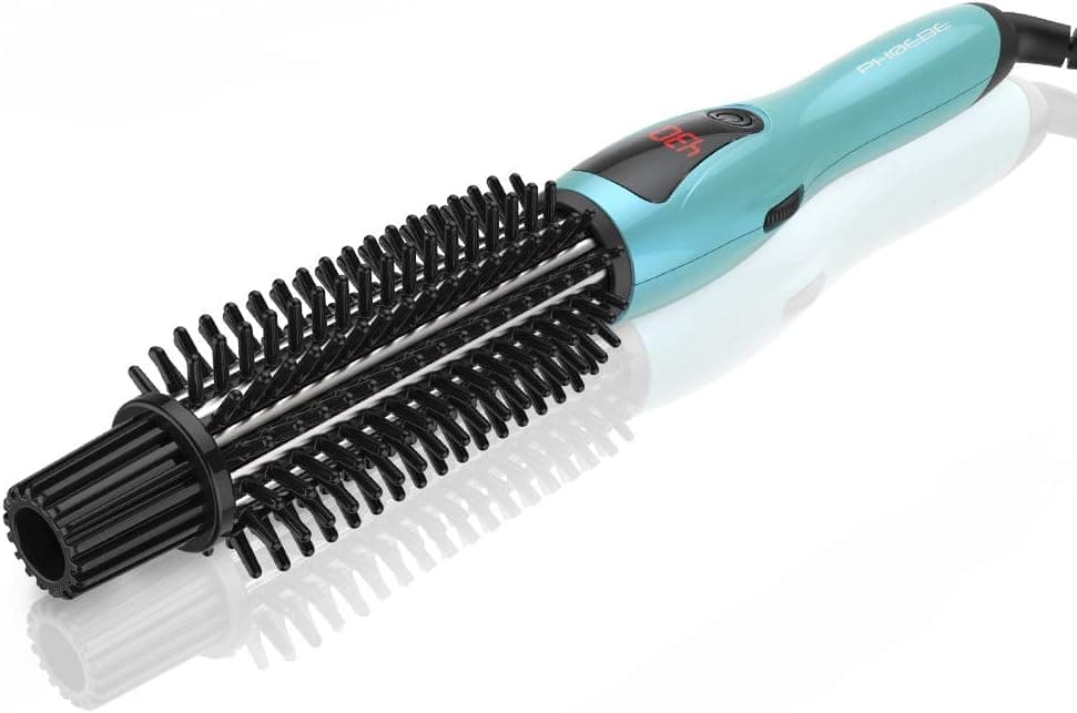 PHOEBE Curling Iron Brush Dual Voltage Travel 1 Inch Ceramic Tourmaline Ionic Hair Curler Hot Brush Professional AntiScald Instant Heat Up Curling Wands Heated Styler Brush for Long Hair