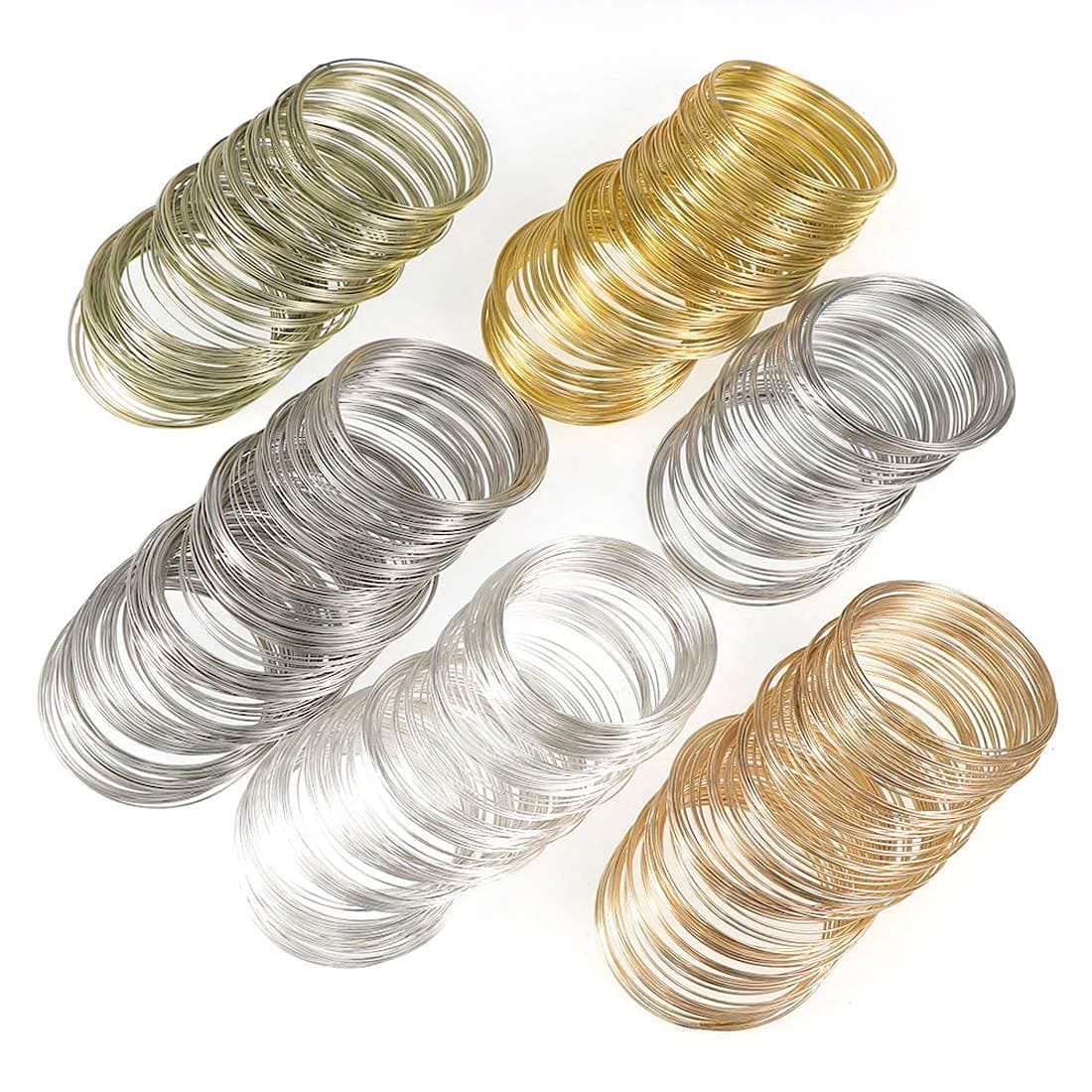 DIY Crafts Nickel Silver Pack Of 120 Pcs Jewelry Wire Silvertone Memory Beading Wire Bracelet Rigid Steel for Wire Wrap Pack o Nickel Silver Pack Of 120 Pcs