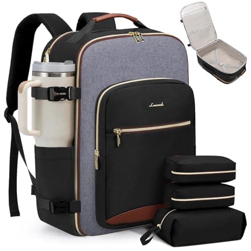 LOVEVOOK 40L Travel Backpack for Women & Men, Airline Approved Carry On Luggage with 3 Packing Cubes, TSA Overnight Bags, Waterproof Personal Item Bag, Weekender Essentials Backpacks fits 17" Laptop