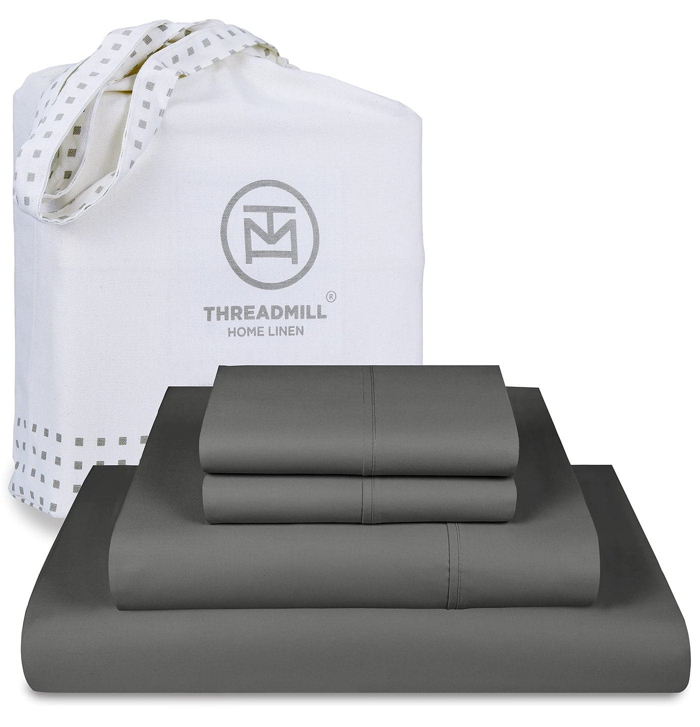 Threadmill 100 Cotton Sheets for Full Size Bed 600 Thread Count Full Bed Sheets Set with 16 Deep Pocket Sateen Weave 4Piece Bedding Set with Cooling Effect Dark Grey